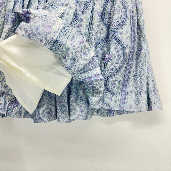 The Limited Skirt Knee Length Paisley Fluted Pleated Blue Sz 2 Yoked Boho Casual - Picture 8 of 9